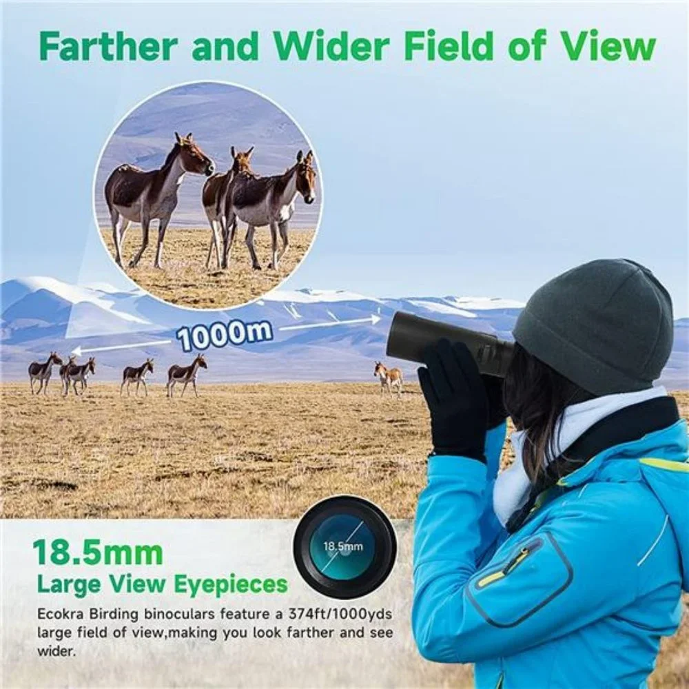 12x42 HD Binocular for Adult & Kids w/  Large view, Clear Low Light Night Vision
